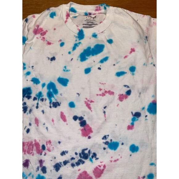 Handmade Tie-Dye T-Shirt Crew Neck Short Sleeve Multicolor Cotton - Picture 2 of 3